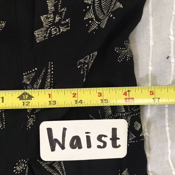 Vintage 90s All That Jazz Black Sleeveless Geometric Print Wide Leg Jumpsuit M/L - Picture 6 of 8